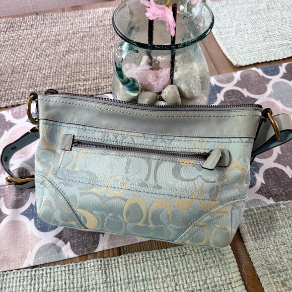 Coach 10379 Signature Light Blue Jacquard Hobo Bag – Excellent Condition - Picture 2 of 16